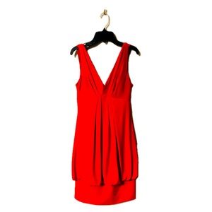 Like New! Eliza J Red Dropped neck Open Back Stretch Bubble Hem Mini Dress